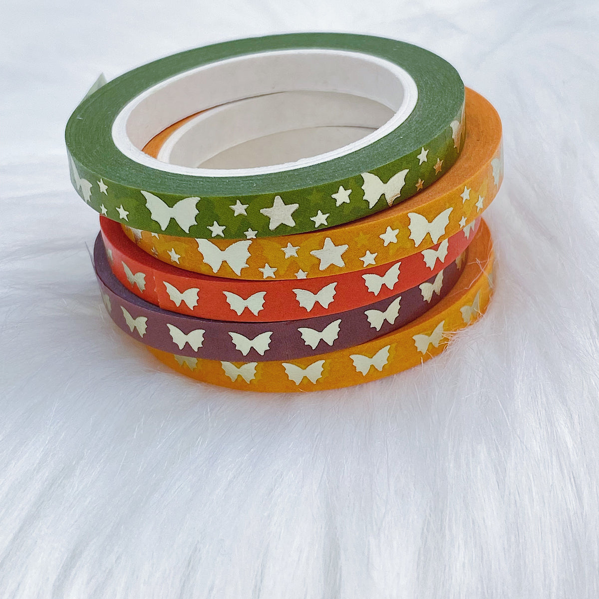 Autumn Harvest Baby Bat Bows Perforated Header Washi Bundle | (5) 5MM Tapes