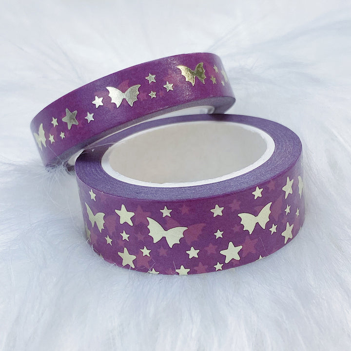 Autumn Harvest Berry Bat Bow Magic Washi Tape Bundle | 15 + 10 MM | Soft Gold Foil