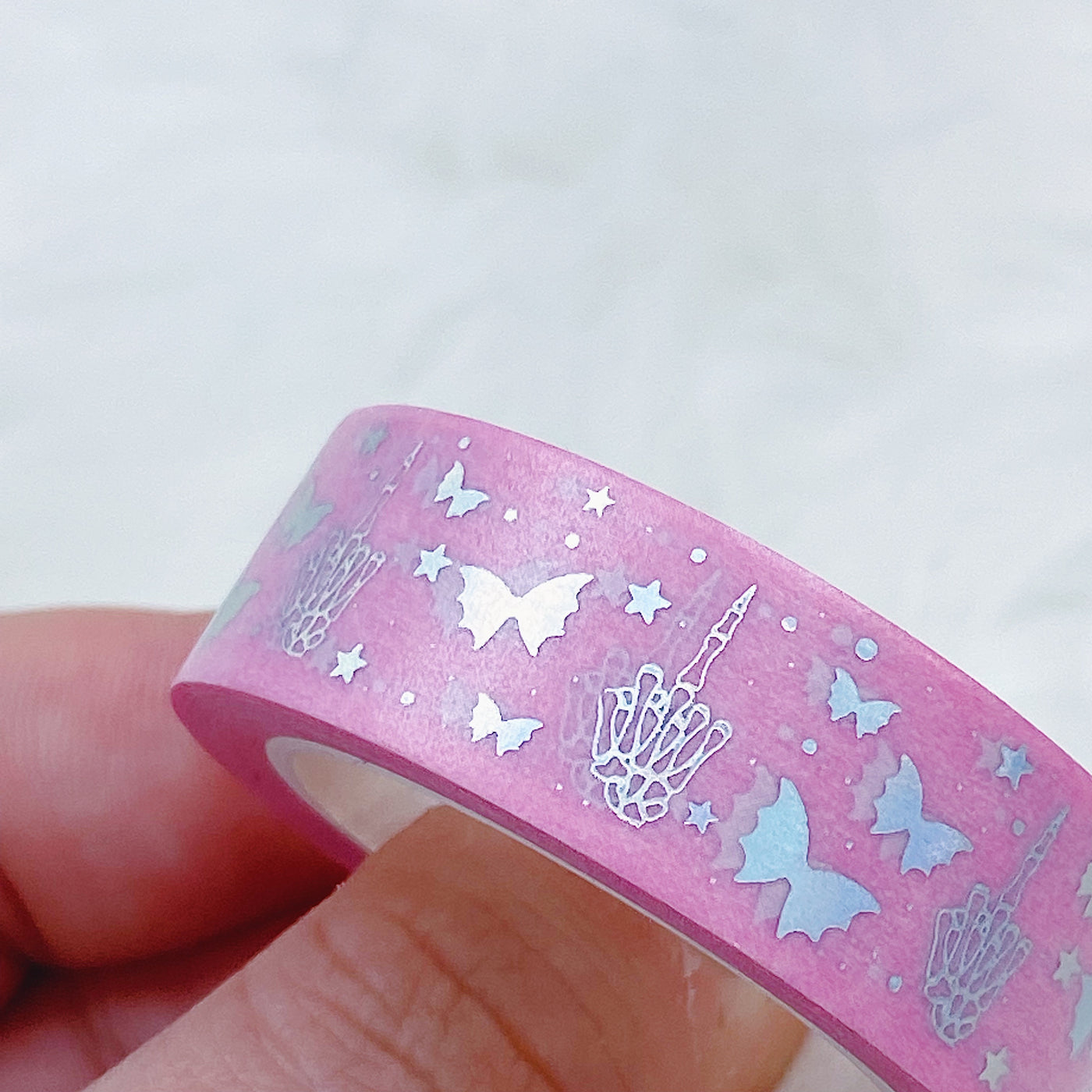 Skele Middle Finger Magic Washi Tape | 15MM | Pink