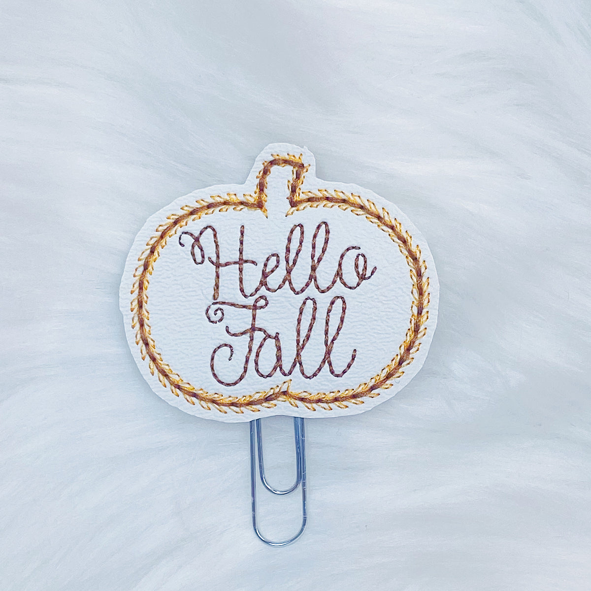 White Hello Fall Feltie Planner Clip