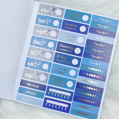 Lunar Eclipse Sticker Book | 10 Pages | Soft Gold Foiled