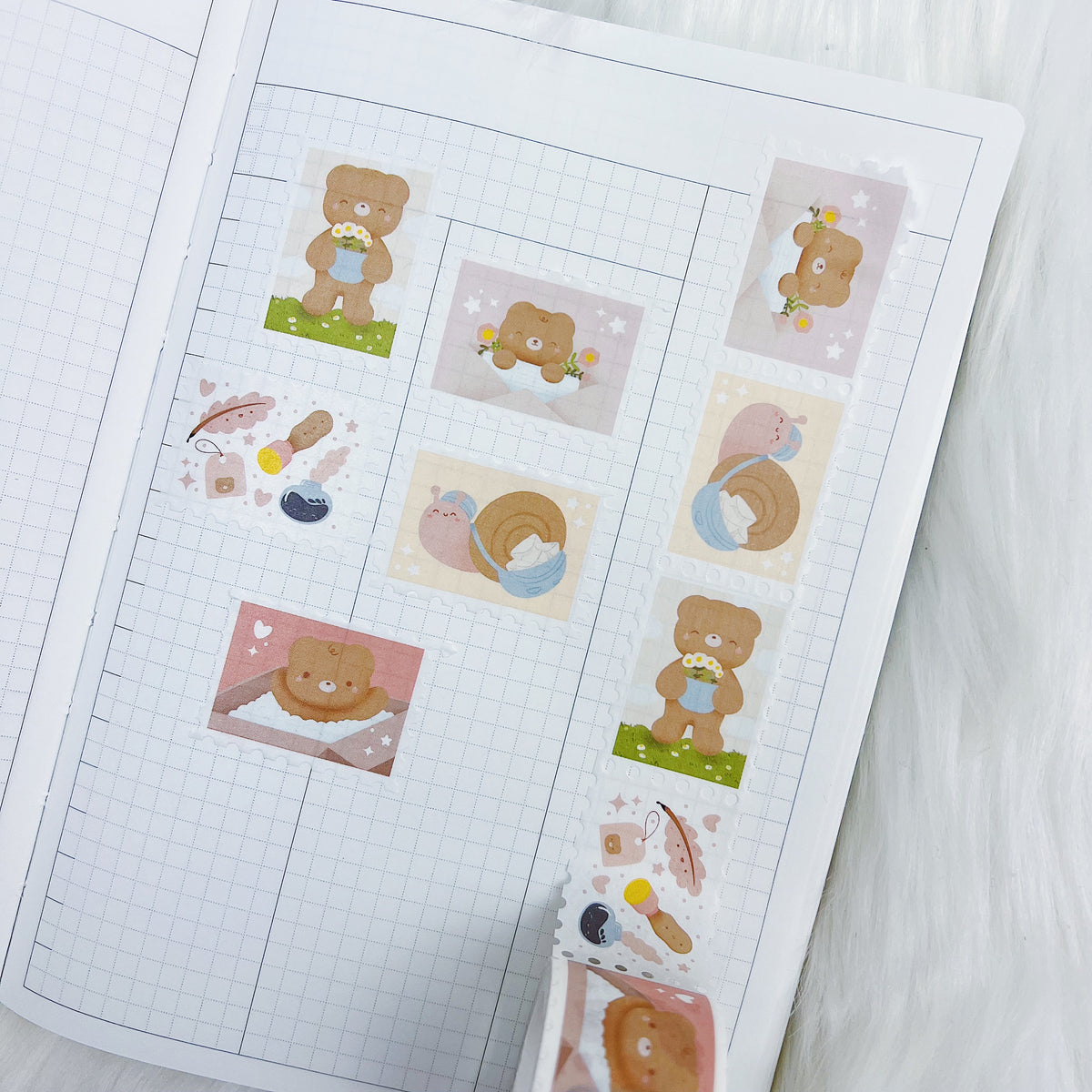Cinta Washi de sello de correo caracol Beary