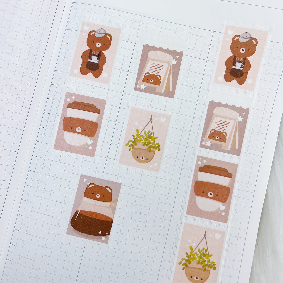 Cinta Washi con sello Beary Latte
