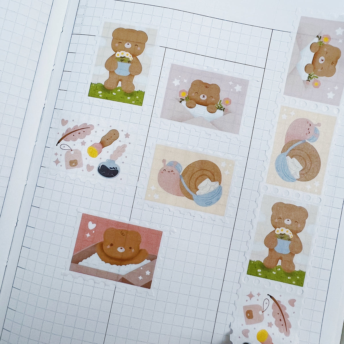 Cinta Washi de sello de correo caracol Beary