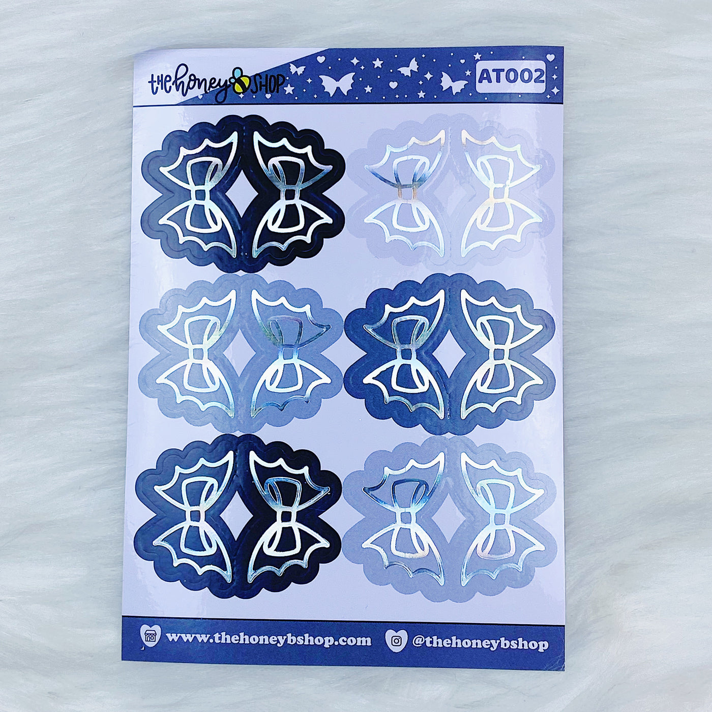 Bat Bow Tab Stickers | Neutral Colorway | Holo Foiled