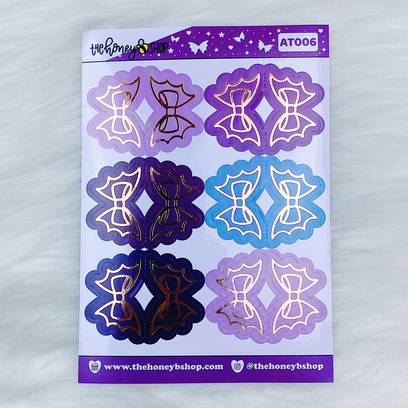 Bat Bow Tab Stickers | Jewel Tones Colorway | Rose Gold Foiled