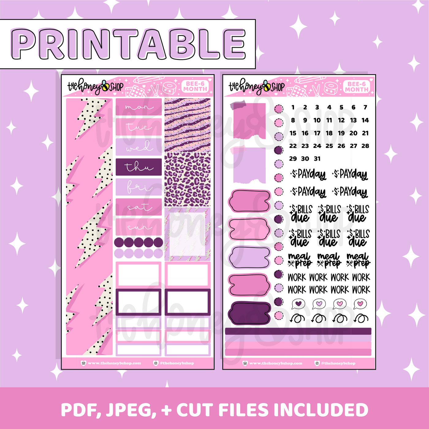 Retro Vibes Printable Monthly Kit | BEE6 TRP Planner | Printable Planner Stickers