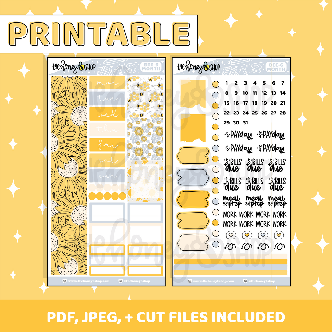 Sunshine Printable Monthly Kit | BEE6 TRP Planner | Printable Planner – TheHoneyBShop sunshine-printable-monthly-kit-bee6-trp-planner-printable-planner-thehoneybshop