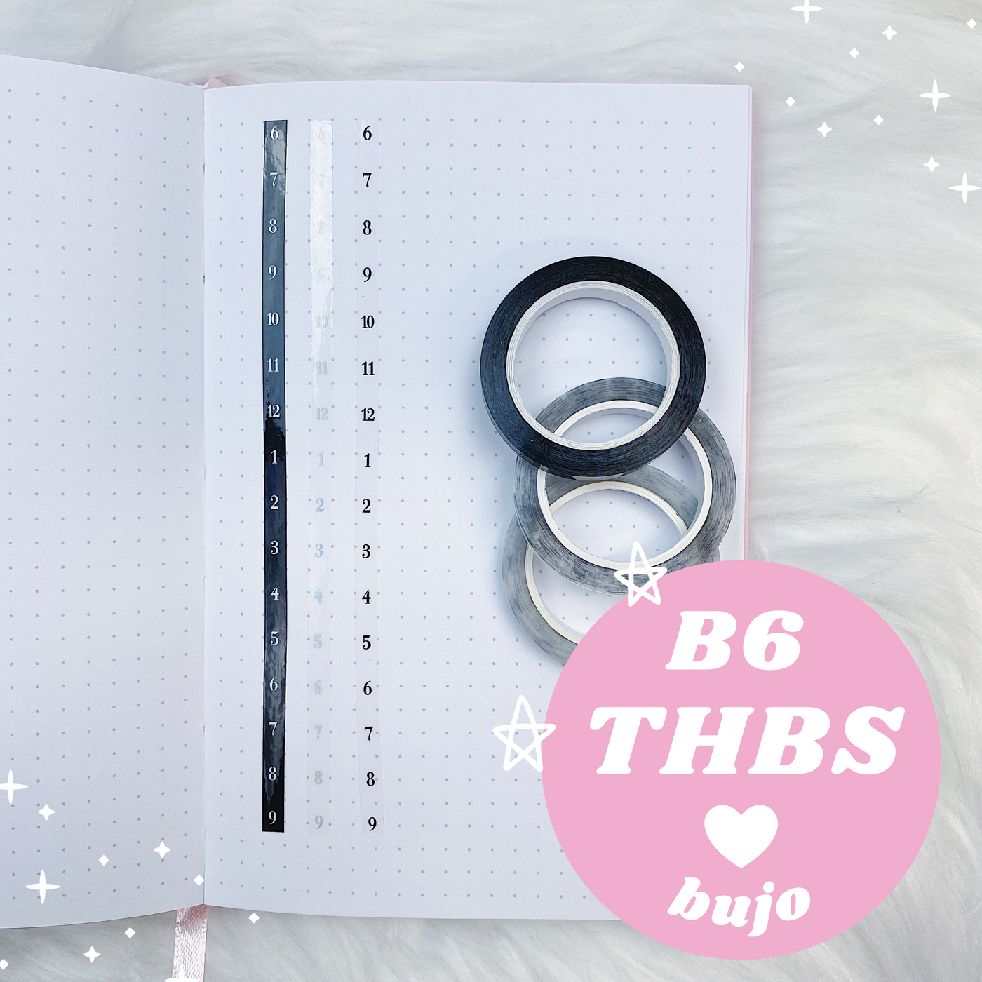 B6 Perforated Clear Hourly Washi Tape | Choose your Design! | Fits B6 Classic Daily + MORE!
