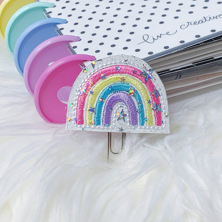 Pastel Rainbow with Stars Feltie Planner Clip