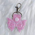 Pink Holographic Glitter Bat Bow Feltie Snap-Tab Charm