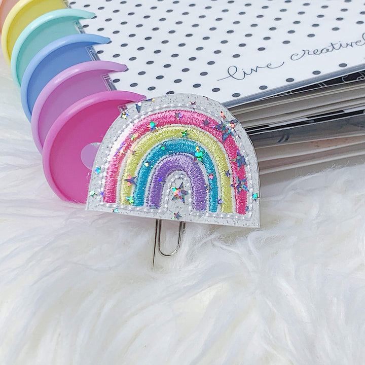 Pastel Rainbow with Stars Feltie Planner Clip