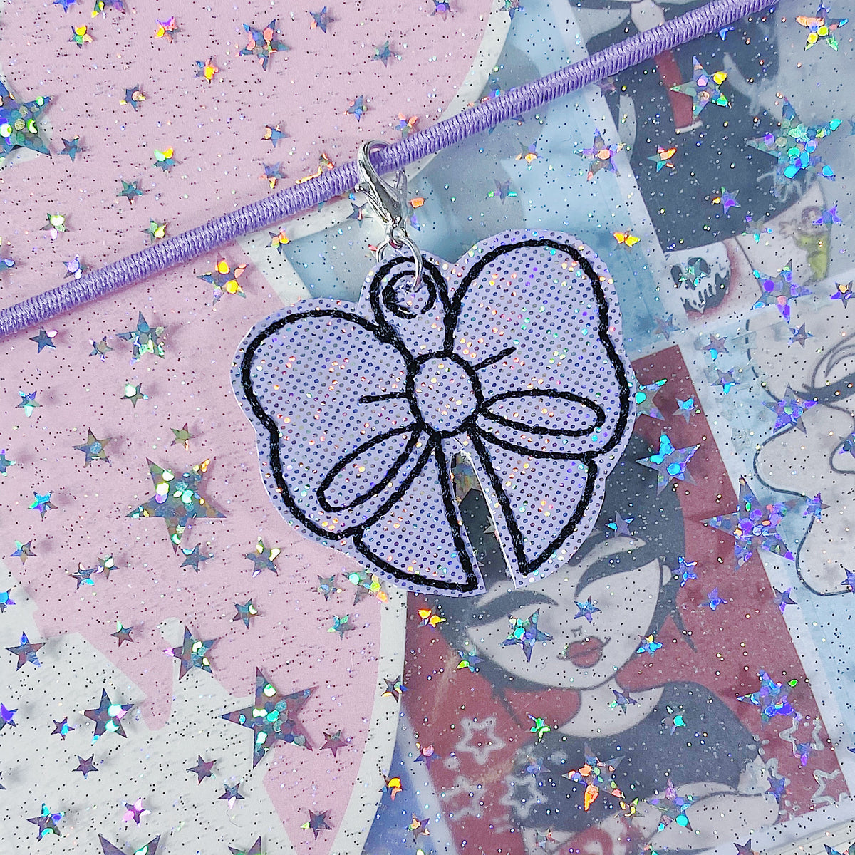 Purple Glitter Bow Feltie Planner Charm