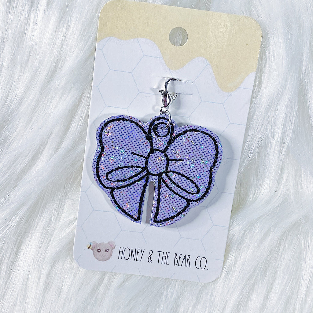 Purple Glitter Bow Feltie Planner Charm